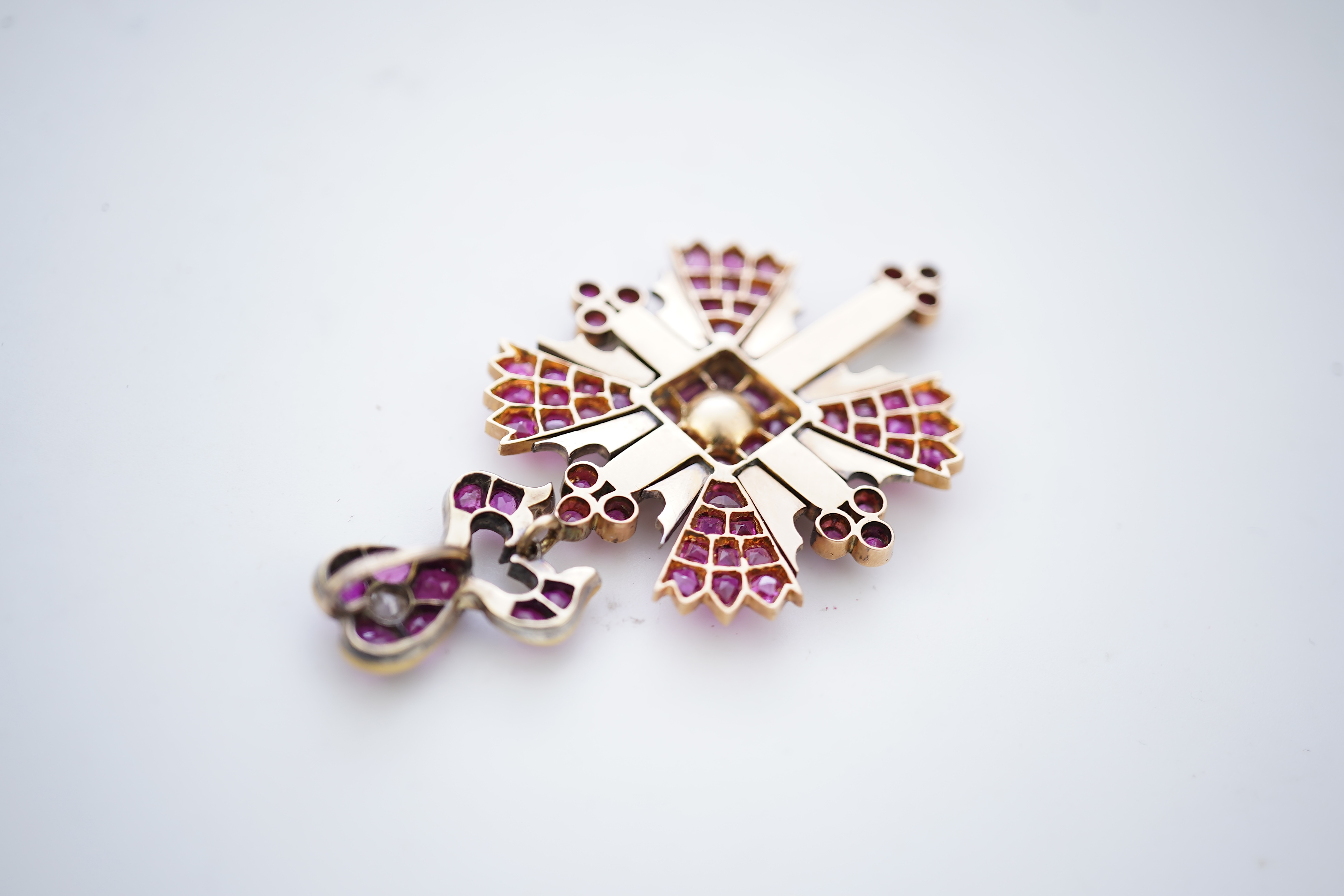 A rare ruby and diamond pendant, early 19th century